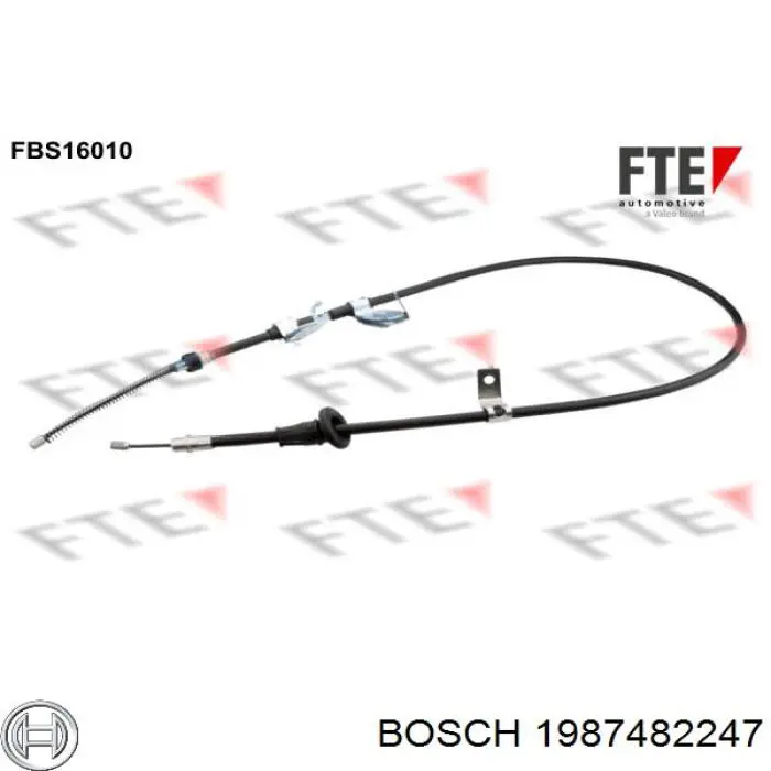 Трос ручного тормоза задний Bosch 1987482247 цена, от 26.96 USD