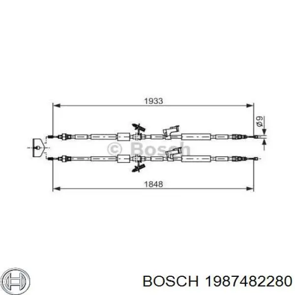 1987482280 Bosch трос ручного тормоза задний правый/левый