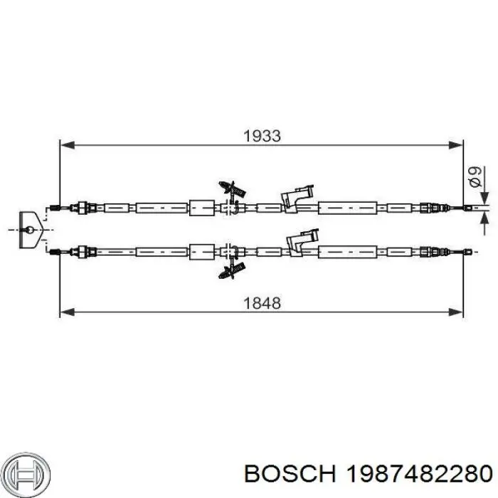 Задний трос ручника Bosch 1987482280 цена, от 41.52 USD
