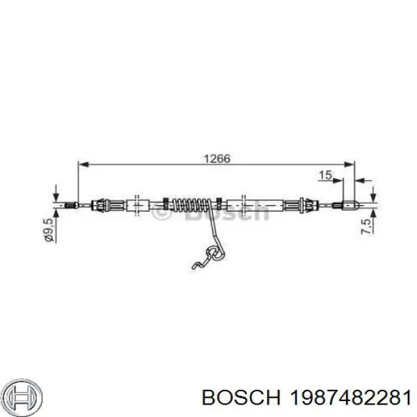 Трос ручного тормоза задний правый Bosch 1987482281