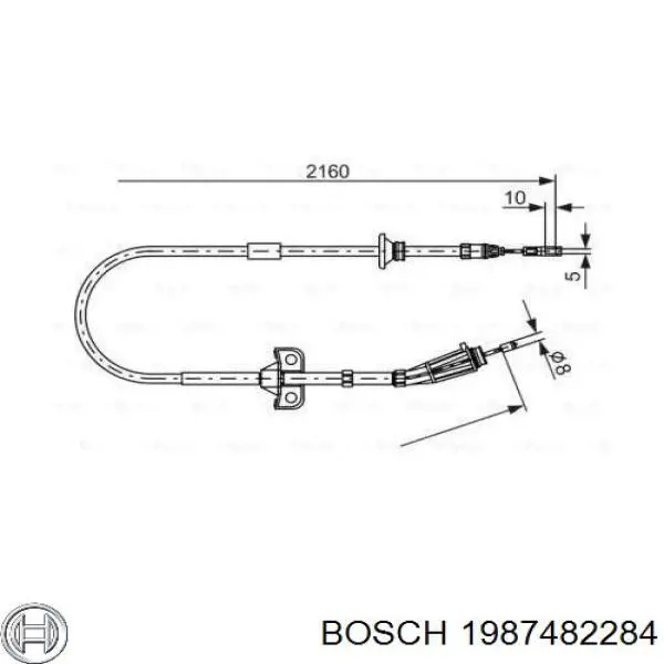 1987482284 Bosch трос ручного тормоза задний левый