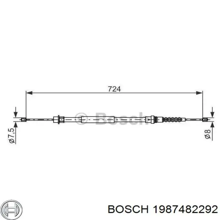 1987482292 Bosch Трос стояночного тормоза передний
