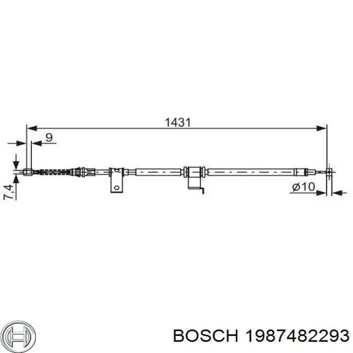 Трос ручного гальма задній, лівий 1987482293 Bosch