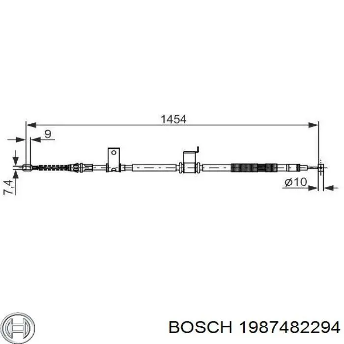 Cable de freno de mano trasero derecho 1987482294 Bosch