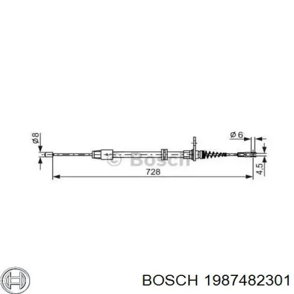 Задний трос ручника Bosch 1987482301 цена, от 15.72 USD