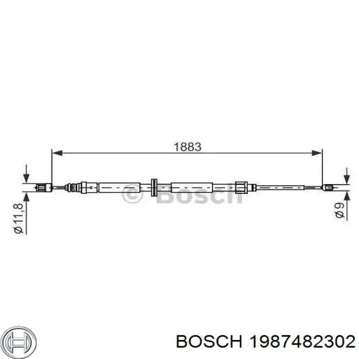 1987482302 Bosch трос ручного тормоза задний правый/левый