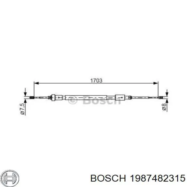 Задний трос ручника 1987482315 Bosch