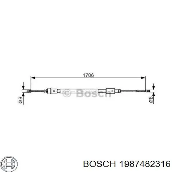 Задний трос ручника 1987482316 Bosch