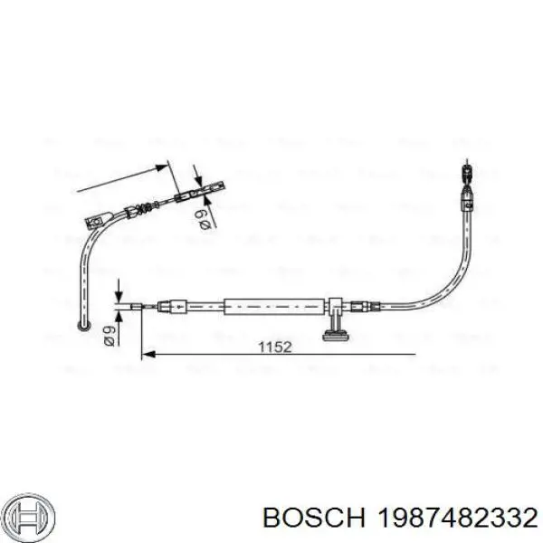Трос ручного тормоза промежуточный Bosch 1987482332