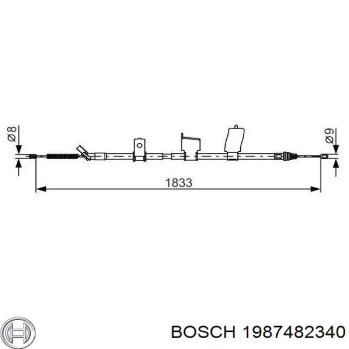 Трос ручного тормоза задний левый Bosch 1987482340