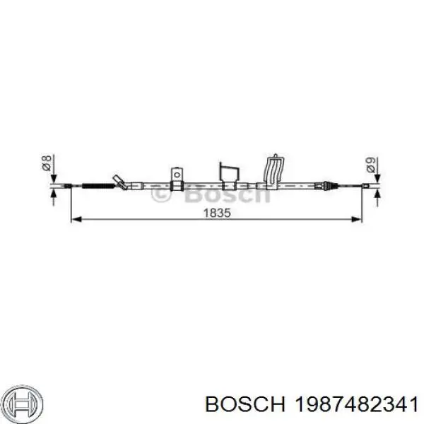 Трос ручного тормоза задний правый Bosch 1987482341