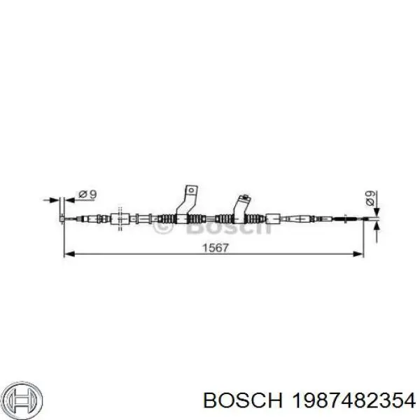 Трос стояночного тормоза задний правый Bosch 1987482354 цена, от 28.43 USD