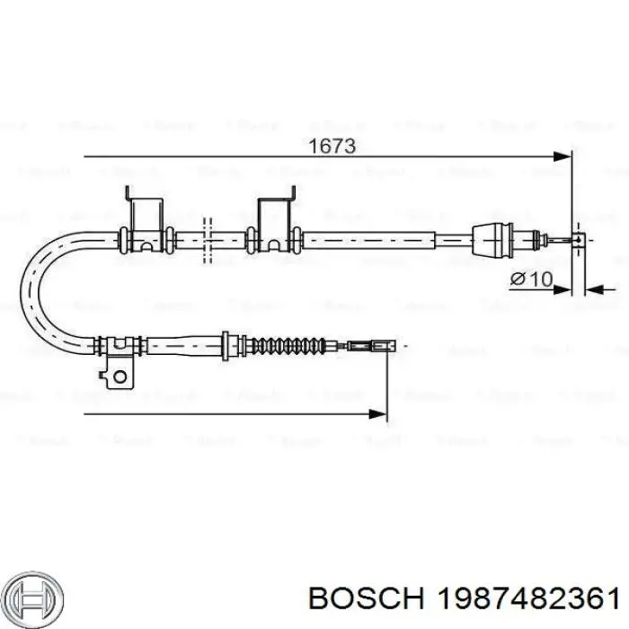 Трос ручного тормоза задний левый Bosch 1987482361