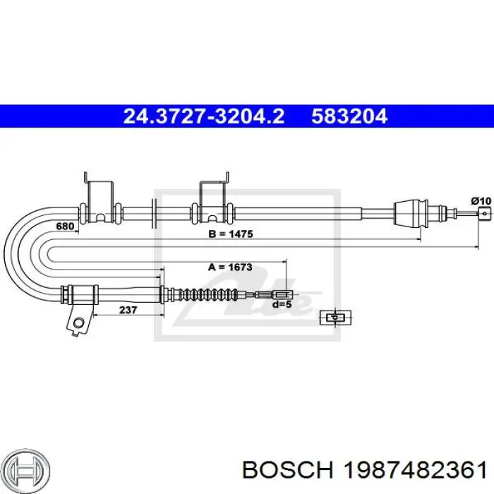 1987482361 Bosch Трос ручного тормоза
