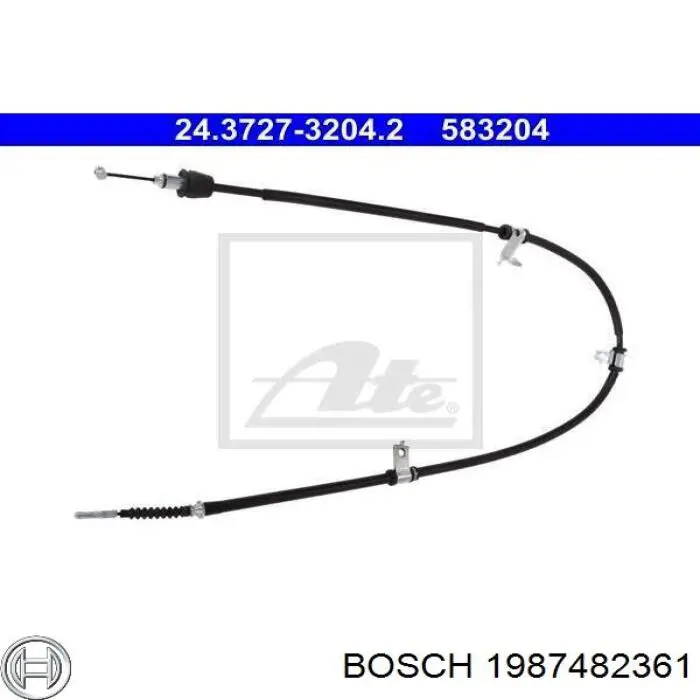 Трос ручного тормоза задний Bosch 1987482361 цена, от 37.66 USD