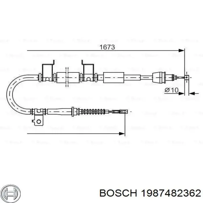Трос ручного тормоза задний правый Bosch 1987482362