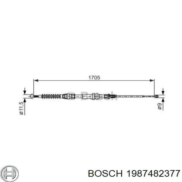 1987482377 Bosch трос ручного тормоза задний правый/левый