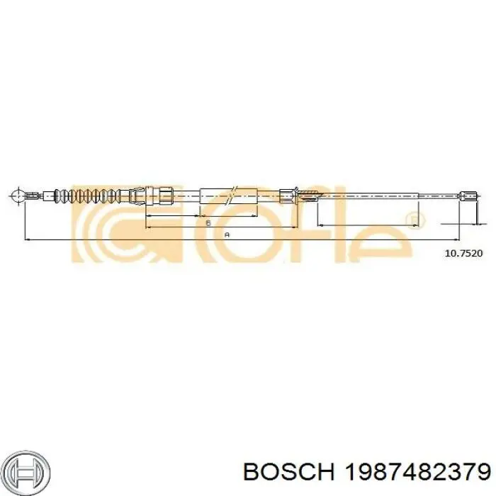 Задний трос ручника Bosch 1987482379 цена, от 14.63 USD