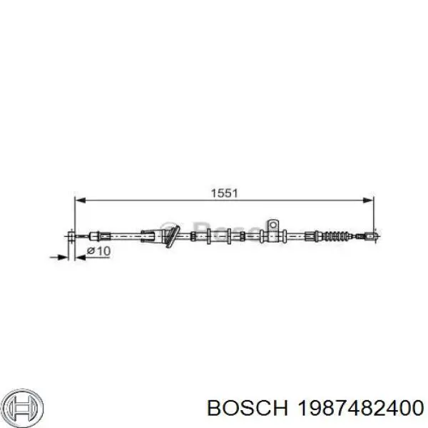 Задний правый трос ручника 1987482400 Bosch