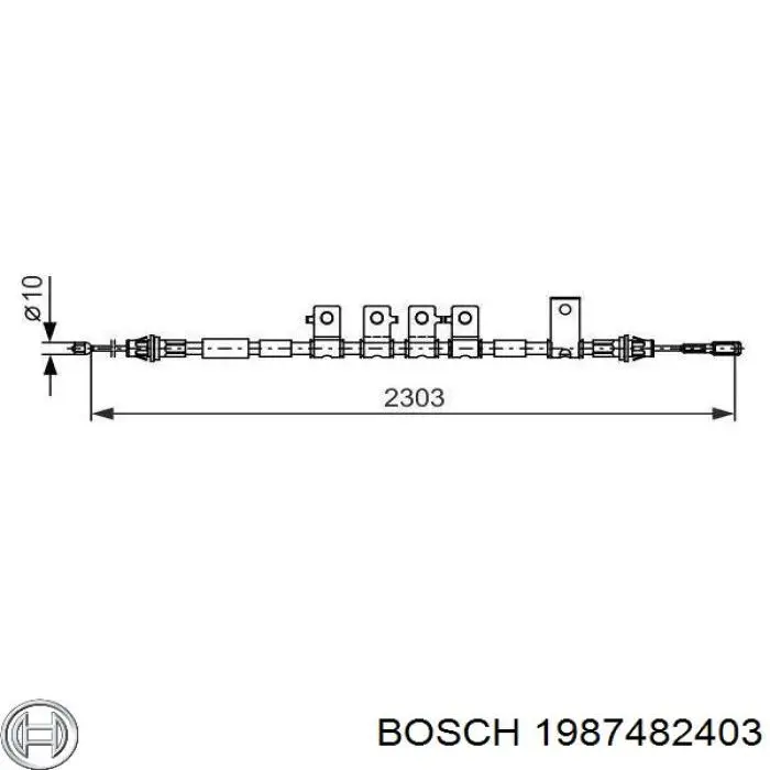 Cable de freno de mano trasero derecho 1987482403 Bosch