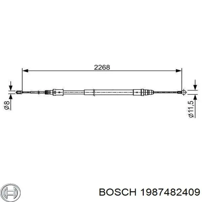 1987482409 Bosch cabo traseiro direito/esquerdo do freio de estacionamento