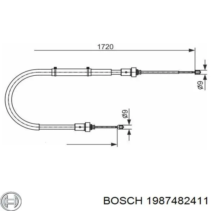 1987482411 Bosch трос ручного тормоза задний правый/левый