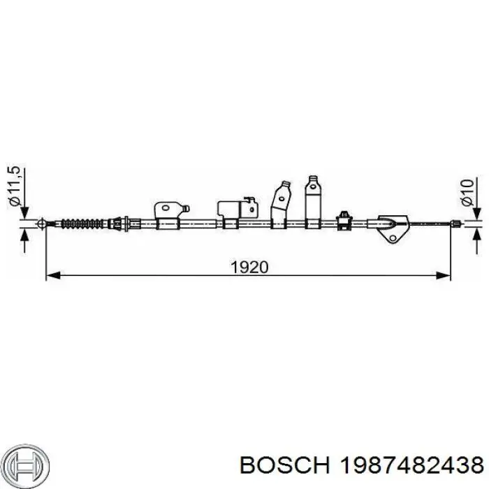Трос ручного тормоза задний правый Bosch 1987482438
