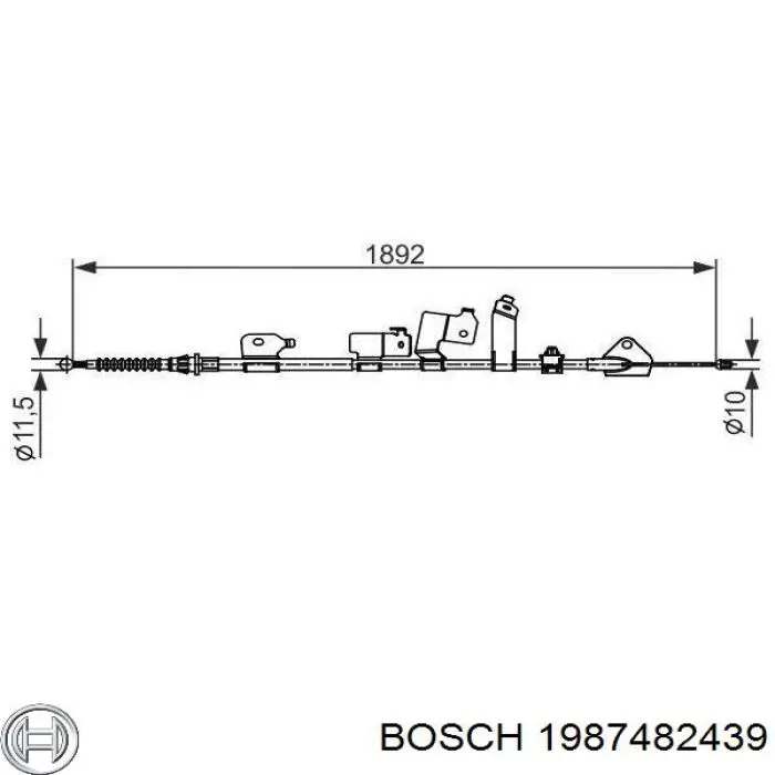 Трос ручного тормоза задний левый Bosch 1987482439