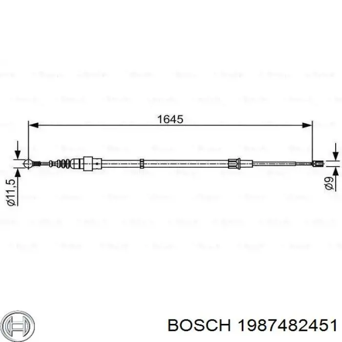 1987482451 Bosch cabo traseiro direito/esquerdo do freio de estacionamento