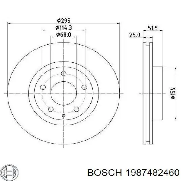 Передний трос ручника 1987482460 Bosch