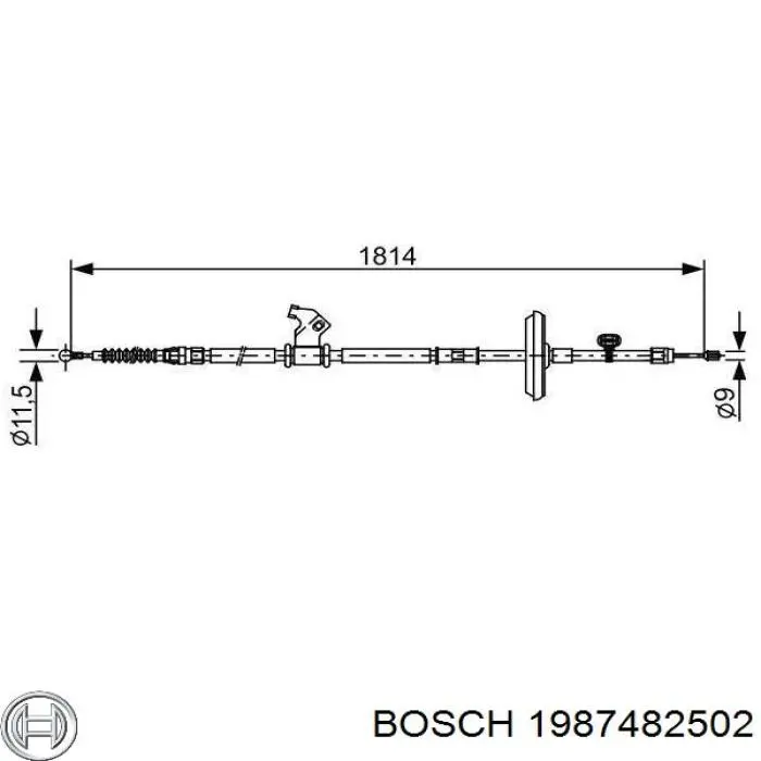 1987482502 Bosch cabo do freio de estacionamento traseiro direito