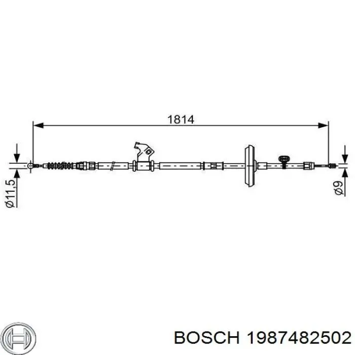 Задний правый трос ручника 1987482502 Bosch