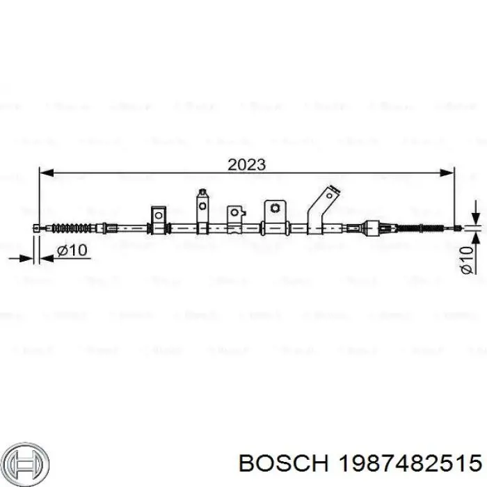 1987482515 Bosch cabo do freio de estacionamento traseiro esquerdo