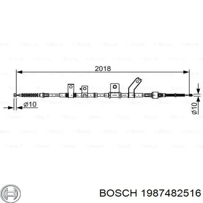 1987482516 Bosch трос ручного тормоза задний правый