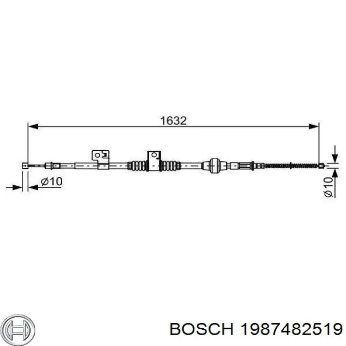 1987482519 Bosch трос ручного тормоза задний правый