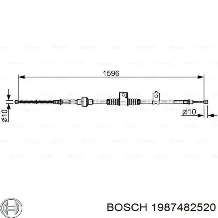 1987482520 Bosch cabo do freio de estacionamento traseiro esquerdo