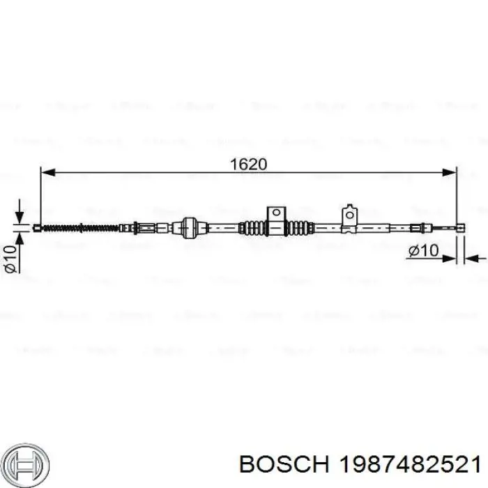 1987482521 Bosch cabo do freio de estacionamento traseiro direito