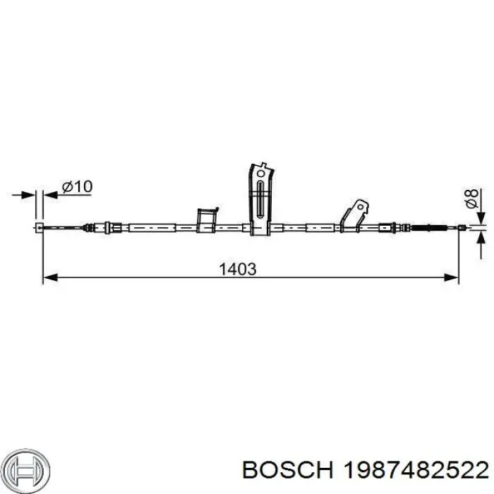 1987482522 Bosch cabo do freio de estacionamento traseiro esquerdo