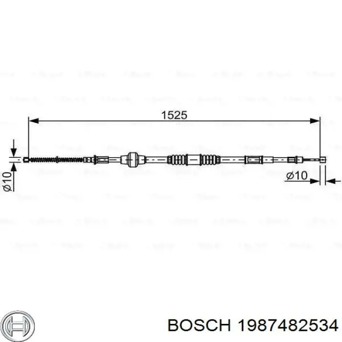 1987482534 Bosch cabo do freio de estacionamento traseiro direito