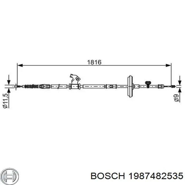 1 987 482 535 Bosch трос ручного тормоза задний правый