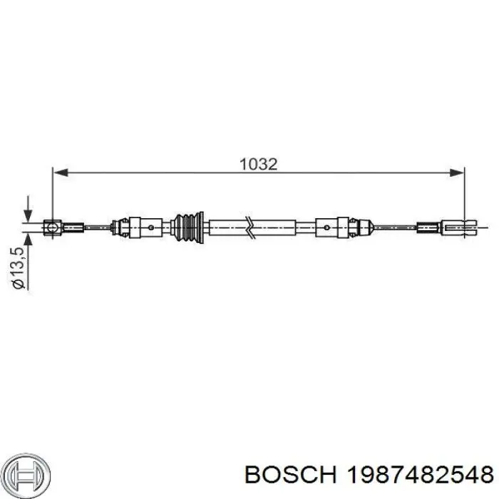 1 987 482 548 Bosch трос ручного тормоза передний