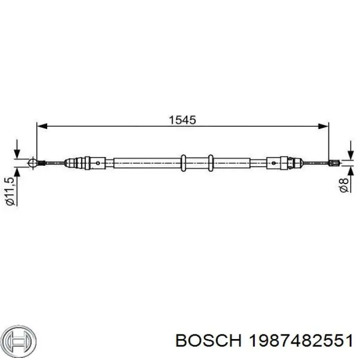 1987482551 Bosch трос ручного тормоза задний правый/левый