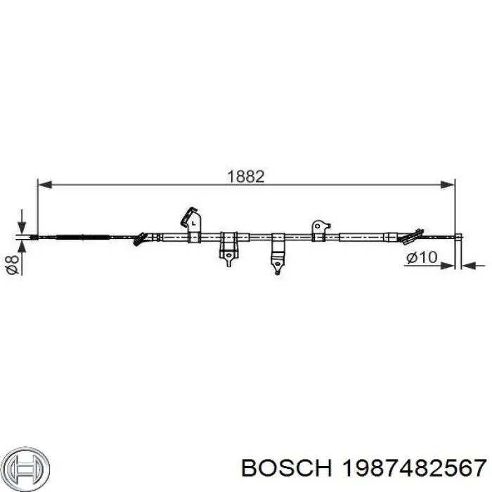 1 987 482 567 Bosch трос ручного тормоза задний левый