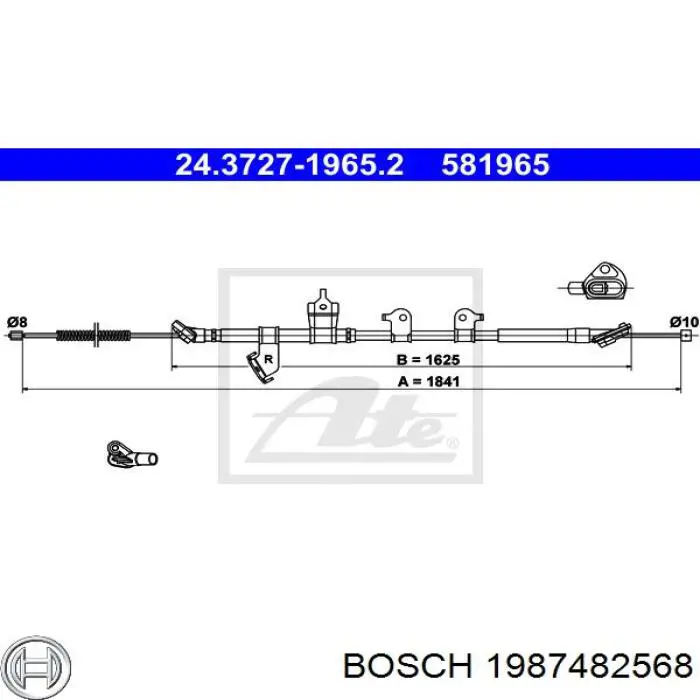 1987482568 Bosch Трос ручного тормоза задний, правый
