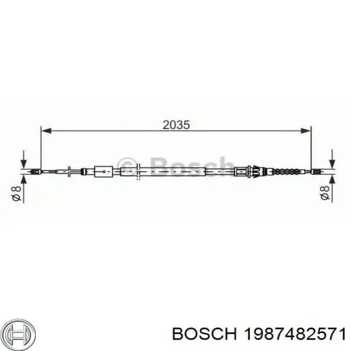 Трос стояночного тормоза задний правый Bosch 1987482571 цена, от 36.77 USD