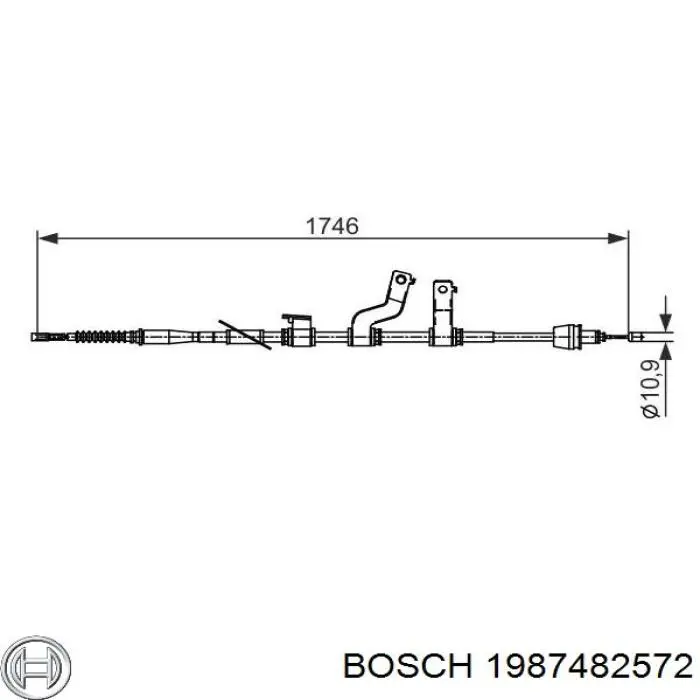 1987482572 Bosch cabo do freio de estacionamento traseiro esquerdo