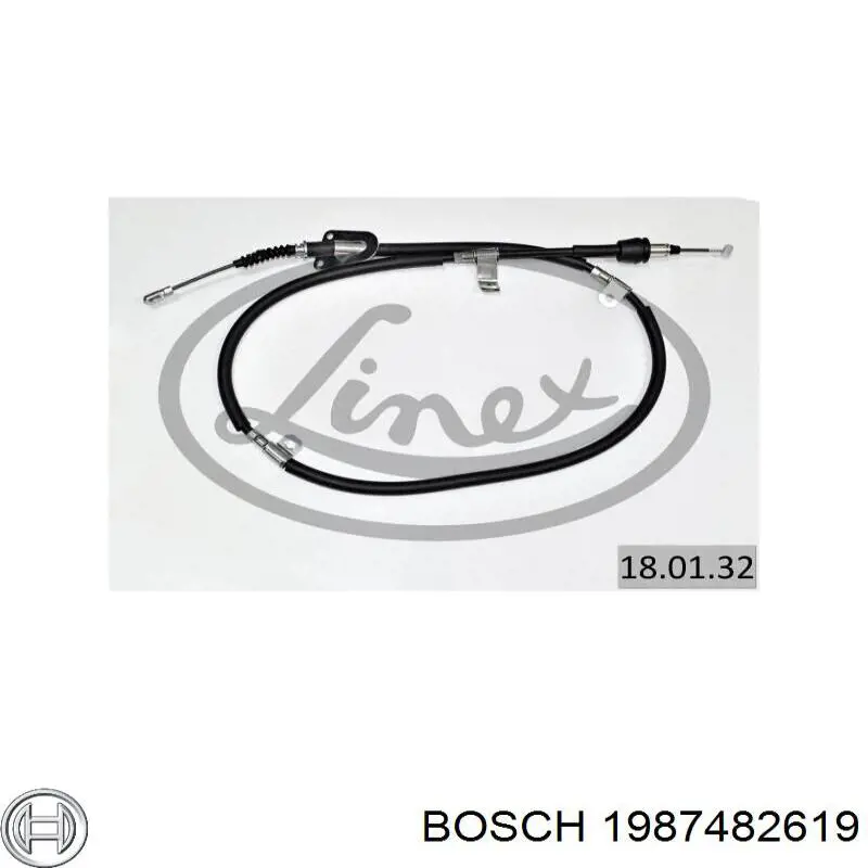Трос стояночного тормоза задний правый Bosch 1987482619 цена, от 32.48 USD
