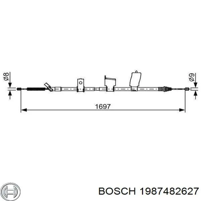 1987482627 Bosch cabo do freio de estacionamento traseiro esquerdo
