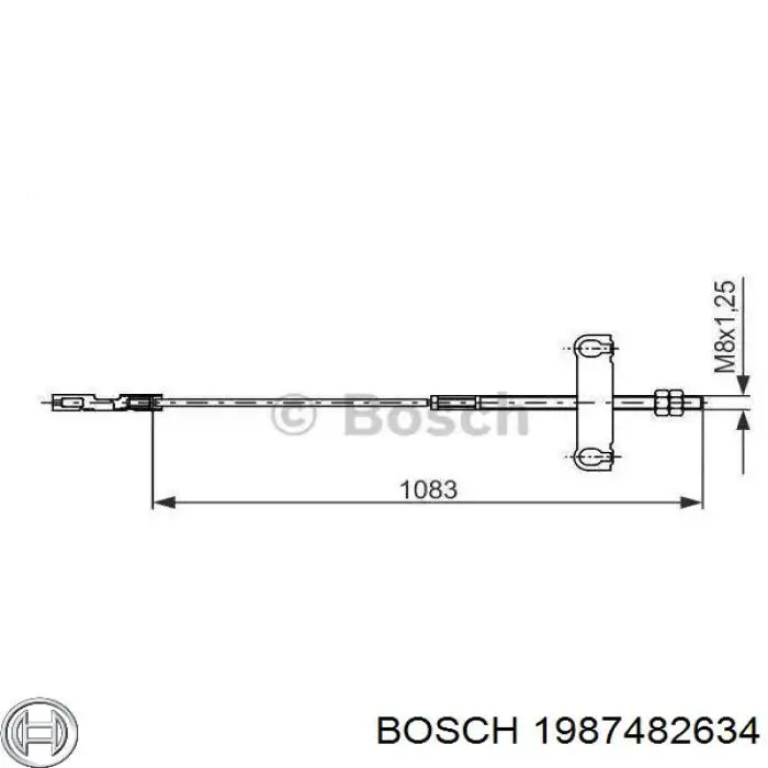 Купить 1987482634 Bosch Трос ручного тормоза промежуточный