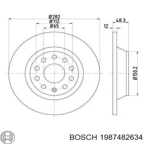 Трос ручного тормоза, промежуточный Bosch 1987482634 цена, от 10.84 USD